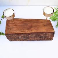 Kerzenhalter Holz rustikal für 2 Teelichter #4 Bild 4