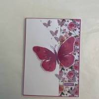 Grußkarte / Glückwunschkarte um Danke zu sagen, „Blumen und Schmetterlinge“, Handarbeit, Stampin’Up Bild 1