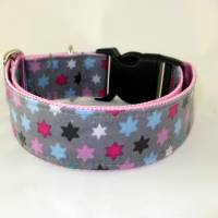 Hundehalsband "Pink Star" Halsband Outdoor verstellbar abwaschbar mit Klickverschluss Kunststoff oder Metall Bild 1