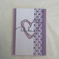 Grußkarte / Glückwunschkarte mit Herz um Danke zu sagen für die Mama oder Freundin, lila-weiß, Handarbeit, Stampin’Up Bild 1