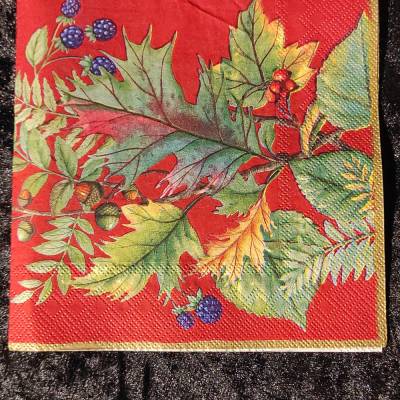 Serviette Blätter Früchte rot