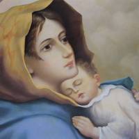 antikes Gemälde Mutter mit Kind Fr. Habrowsky/ A Bild 2