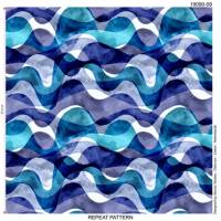 Baumwoll- Jersey Digitaldruck Stenzo Wave türkisblau Töne Oeko-Tex Standard 100(1m/15,-€) Bild 2