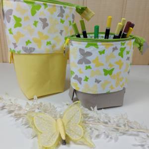 Popup-Mäppchen, Stiftemäppchen, Pencilcase - Schmetterlinge gelb Bild 1