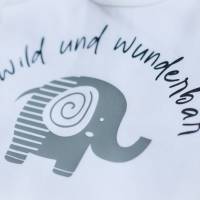 Babybody " wild und wunderbar "/ Elefant / Personalisierbar / Geschenk zur Geburt / Babykleidung Bild 3
