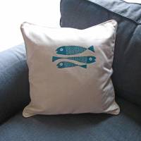 Kissenbezug Fische Bio Baumwolle, 45x45 cm, handbedruckt Bild 3