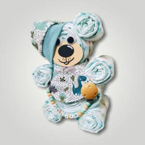 Windelbär, Geburtsgeschenk, Windeltorte - besonderes Geschenk zur Geburt - personalisierte Schnullerkette Bild 3