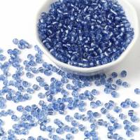 600 St. Glasperlen Rocailles indigo blau Silbereinzug 3 - 4 mm Bild 1