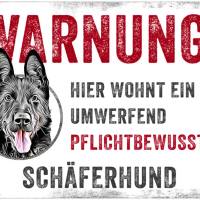 Hundeschild WARNUNG! mit Schäferhund, wetterbeständiges Warnschild Bild 1