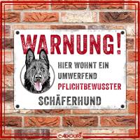 Hundeschild WARNUNG! mit Schäferhund, wetterbeständiges Warnschild Bild 2