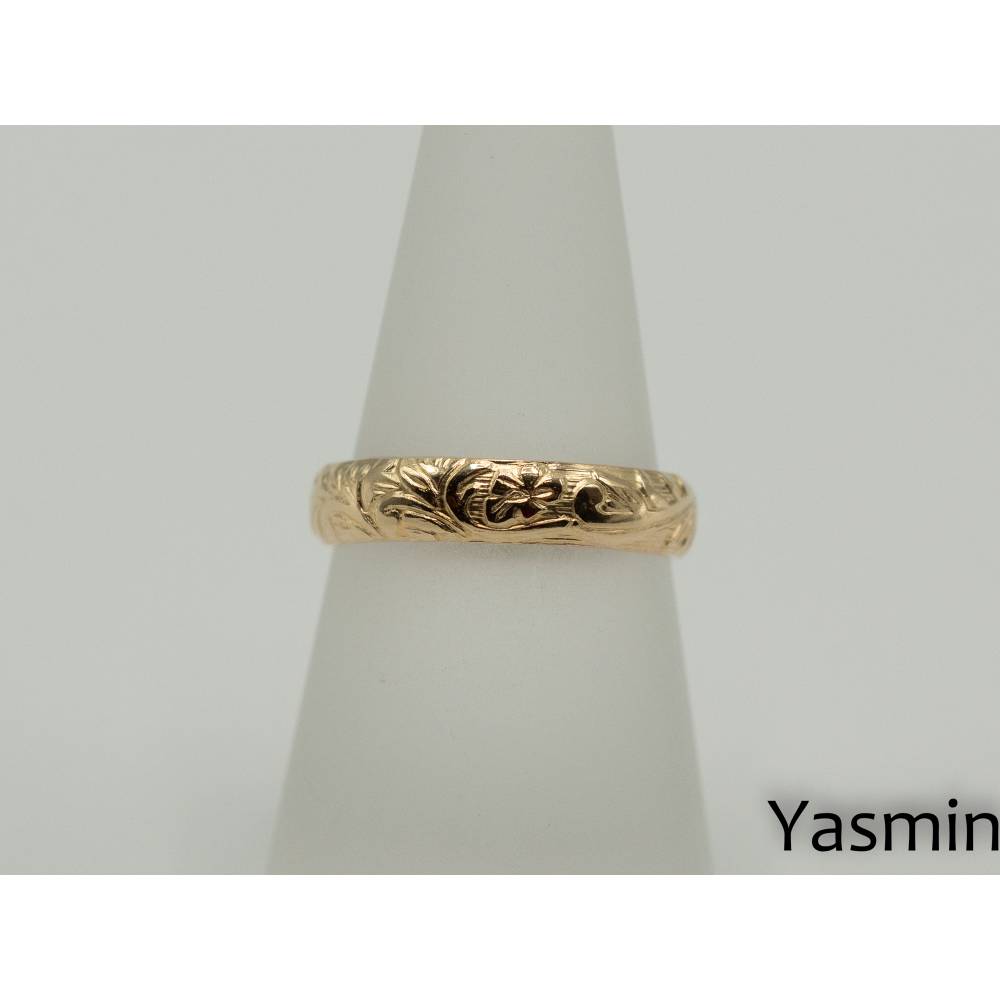 Breiter goldfilled Ring mit floralem Muster Bild 1