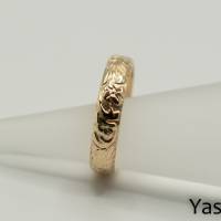 Breiter goldfilled Ring mit floralem Muster Bild 3