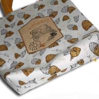 Personalisierter bestickter Stoffbeutel Shopper Tasche mit Wunschnamen Honigbienen Bienenkörbe Stickerei Applikation Bild 3