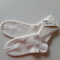 Socken Gr. 36/37, Strümpfe, aus Baumwolle gestrickt, creme-weiß Bild 1