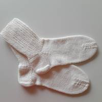 Socken Gr. 36/37, Strümpfe, aus Baumwolle gestrickt, creme-weiß Bild 2