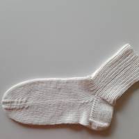Socken Gr. 36/37, Strümpfe, aus Baumwolle gestrickt, creme-weiß Bild 3
