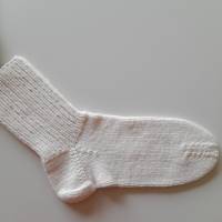 Socken Gr. 36/37, Strümpfe, aus Baumwolle gestrickt, creme-weiß Bild 4