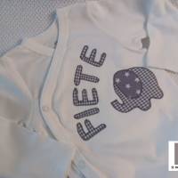 Body mit Namen und Elefant Wickelbody Geburtsgeschenk Taufgeschenk für Baby Bild 3