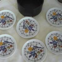 6 Untersetzer, Konfektteller aus Porzellan von KPM Krister in Lederbox Bild 2