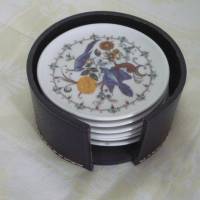 6 Untersetzer, Konfektteller aus Porzellan von KPM Krister in Lederbox Bild 4
