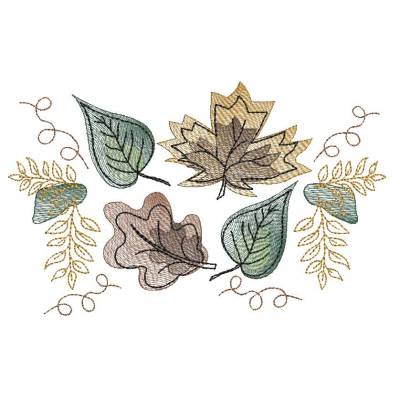 Stickdatei Herbst Blätter SET