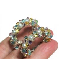 Perlenohrringe handgemachte 35 mm Ohrringe weiße Perlen Creolen Brautschmuck pastell Süßwasserzuchtperlen Bild 2