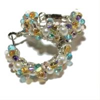 Perlenohrringe handgemachte 35 mm Ohrringe weiße Perlen Creolen Brautschmuck pastell Süßwasserzuchtperlen Bild 3