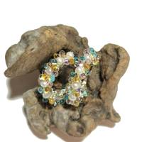 Perlenohrringe handgemachte 35 mm Ohrringe weiße Perlen Creolen Brautschmuck pastell Süßwasserzuchtperlen Bild 6