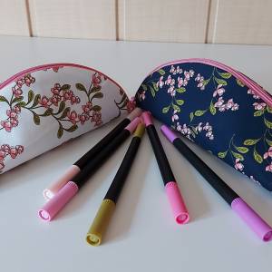 Popup-Mäppchen, Stiftemäppchen, Pencilcase - Blumenranken dunkelblau Bild 7