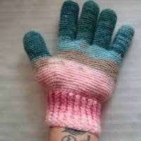 Gehäkelte Fingerhandschuhe, schön warm, schöne Farben Bild 2