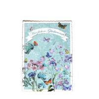 Nostalgie Postkarte Schmetterling Wiesenblumen Glitterpostkarte Karte Glückwunschkarte Geburtstagskarte Bild 1