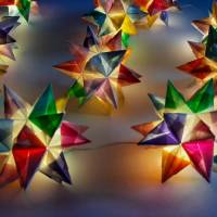 Origami Bastelset Bascetta 10 Sterne transparent/kunterbunt 5,0 cm x 5,0 cm Bild 1
