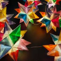 Origami Bastelset Bascetta 10 Sterne transparent/kunterbunt 5,0 cm x 5,0 cm Bild 5
