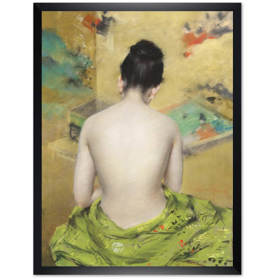 Japan erotischer Akt 1888 William M. Chase - Rückenansicht einer Frau KUNSTDRUCK Poster Bild - Gemälde Reproduktion