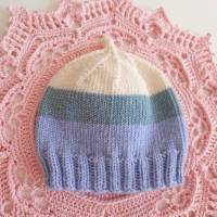 Mütze, 100% Wolle (weiche Merino), rostrot, weiß, passt Neugeborenen, evtl. Frühchen Bild 5