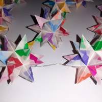 Bascettasterne in kunterbunt,10 Sterne, transparent, Origami Bild 1