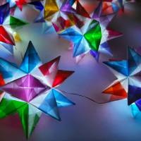Bascettasterne in kunterbunt,10 Sterne, transparent, Origami Bild 2