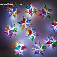 Bascettasterne in kunterbunt,10 Sterne, transparent, Origami Bild 3