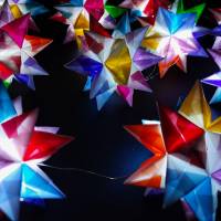 Bascettasterne in kunterbunt,10 Sterne, transparent, Origami Bild 4