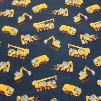 16,10 EUR/m Softshell mit Fleece Innenseite Fahrzeuge Baufahrzeuge gelb auf dunkelblau Bild 2