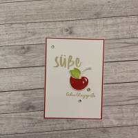 Grußkarten / Glückwunschkarten zum Geburtstag, „Mit dir ist gut Kirschen essen“, süße Grüße, rot Handarbeit, Stampin’Up Bild 1