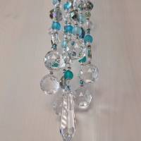 Mobile Suncatcher Glasperlen Kristalle Metall türkis blau grün weiß Bild 4