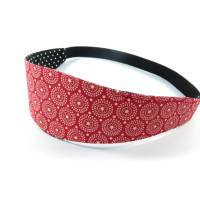 Haarband zum Wenden Retrokreise rot Punkte schwarz Stirnband Abschminkband Yoga Wendehaarband Baumwolle Bild 1