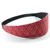Haarband zum Wenden Retrokreise rot Punkte schwarz Stirnband Abschminkband Yoga Wendehaarband Baumwolle Bild 2