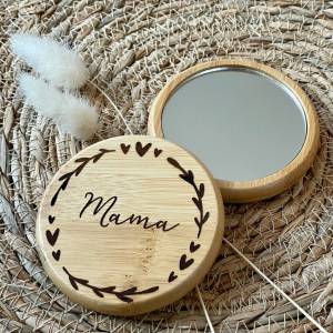 Personalisierter Schminkspiegel, Taschenspiegel personalisiert mit Wunschname, JGA, Geschenk für Mama und Oma, Muttertag Bild 4