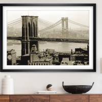 Brooklyn Bridge New York 1908 KUNSTDRUCK historische schwarz weiß Fotografie sepia Vintage Bilder Bild 2