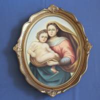 antikes Gemälde Mutter mit Kind Fr. Habrowsky/ B Bild 1