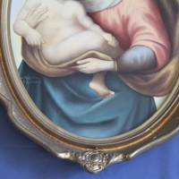 antikes Gemälde Mutter mit Kind Fr. Habrowsky/ B Bild 3