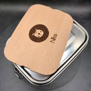Brotdose aus Edelstahl  personalisiert mit Name und Bild, Lunchbox Brotdose mit Name und Schneidbrett aus Holz, Lunchbox Bild 8