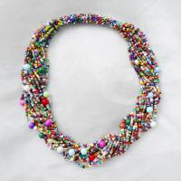 Collier  *MULTICOLOR*  gefädelte Halskette Perlenkette Glasperlen Rocailles Bild 2